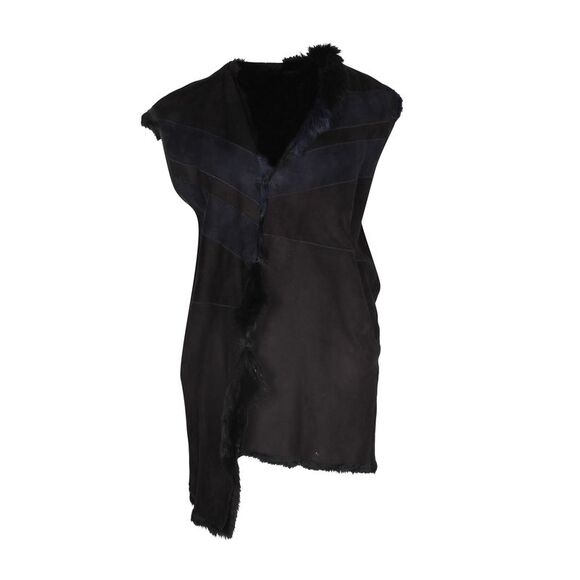 Iro Manami Shearling Fur Vest in Black Suede
